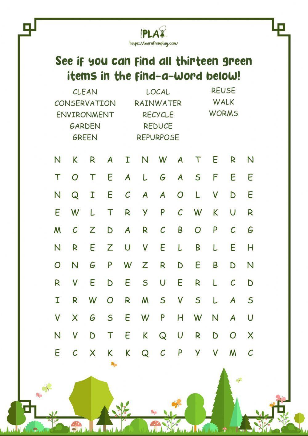 What Does It Mean To Be Green - Find-A-Word