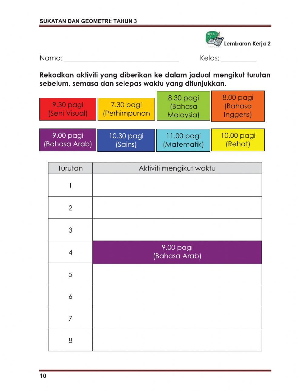 Masa dan waktu Tahun 3
