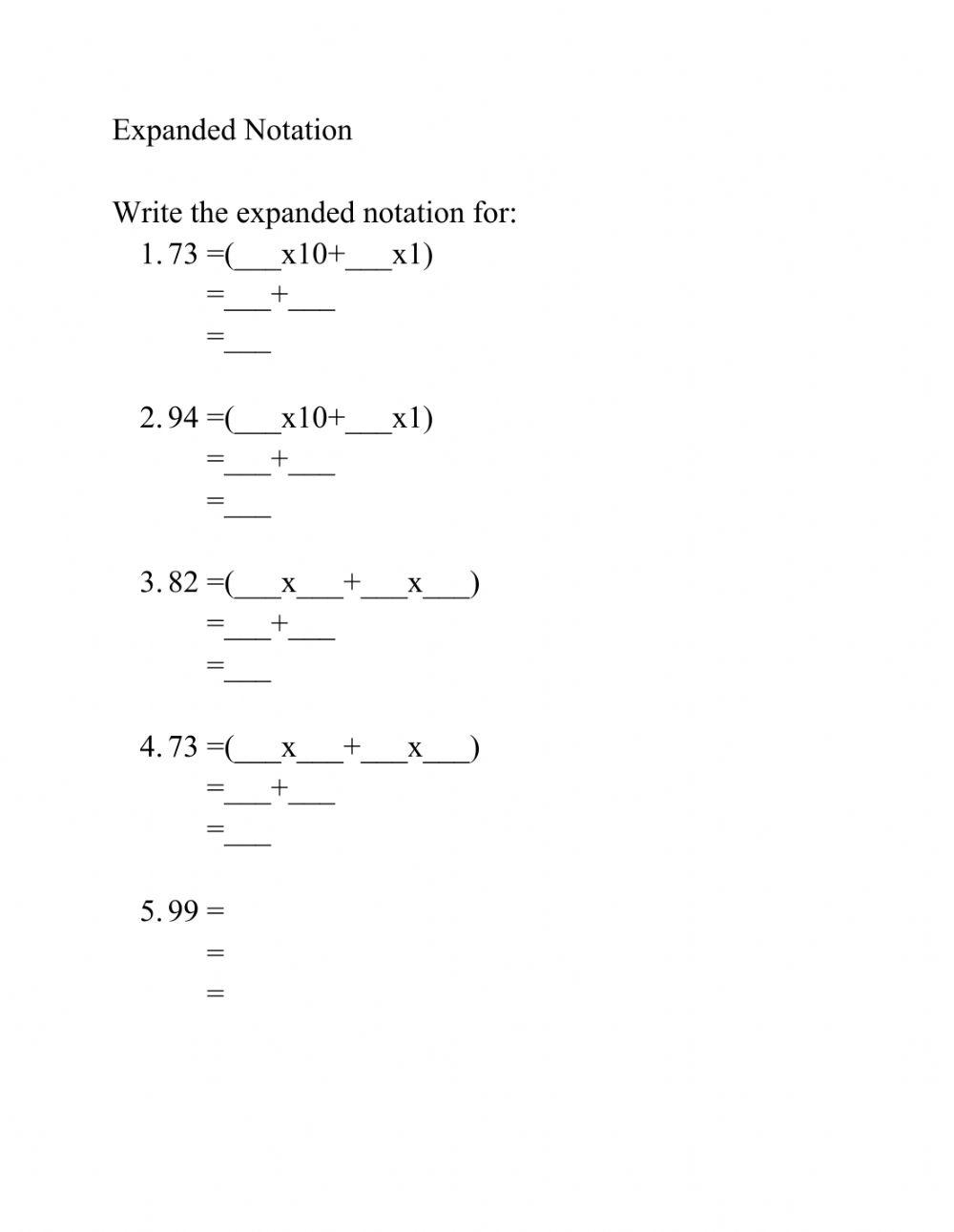Expanded Notation 424408 Radha Phill LiveWorksheets