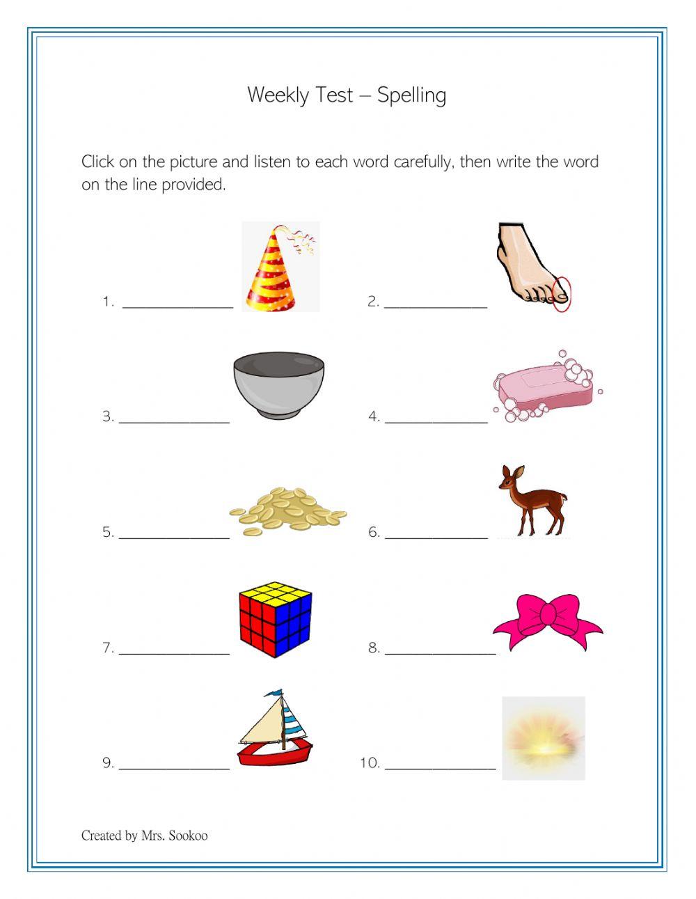 Weekly Test Spelling 4