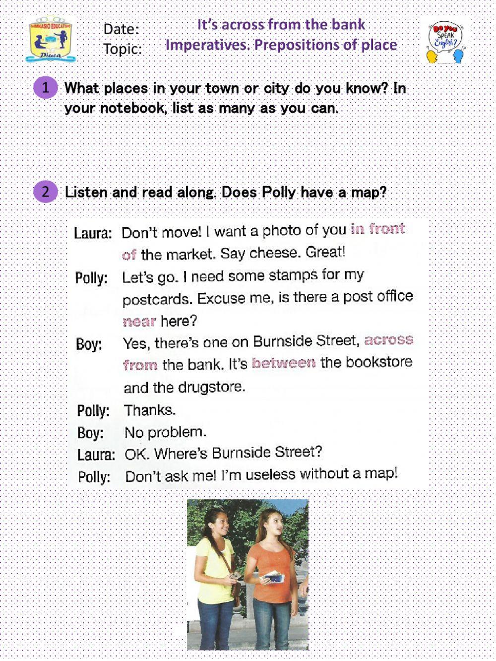 Imperatives Prepositions of place