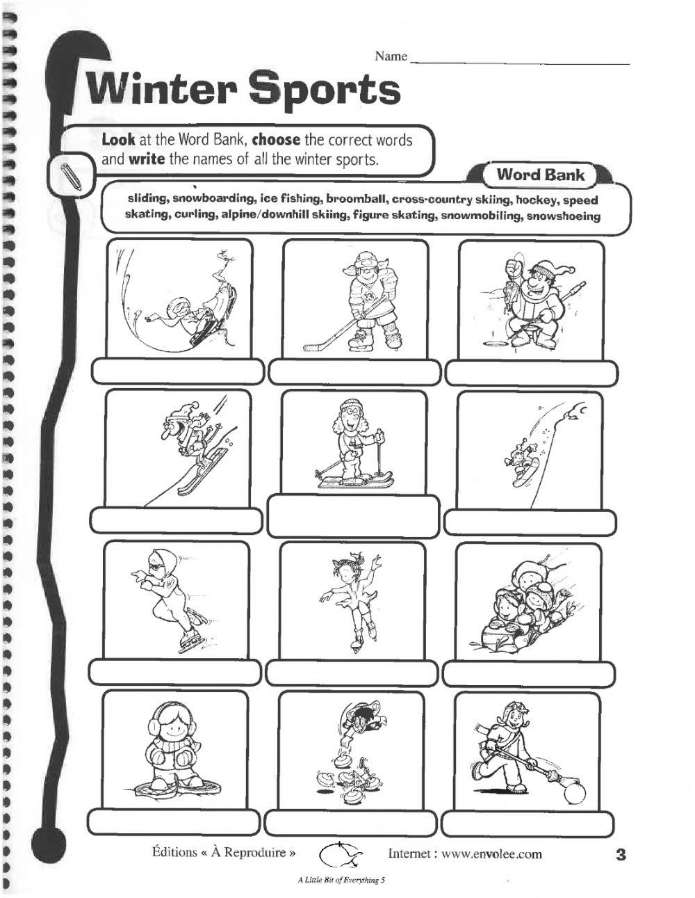 Winter sports online exercise for live worksheets
