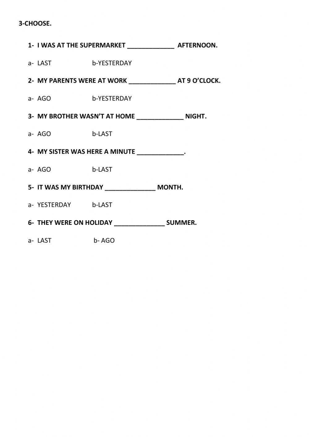 Past time expressions