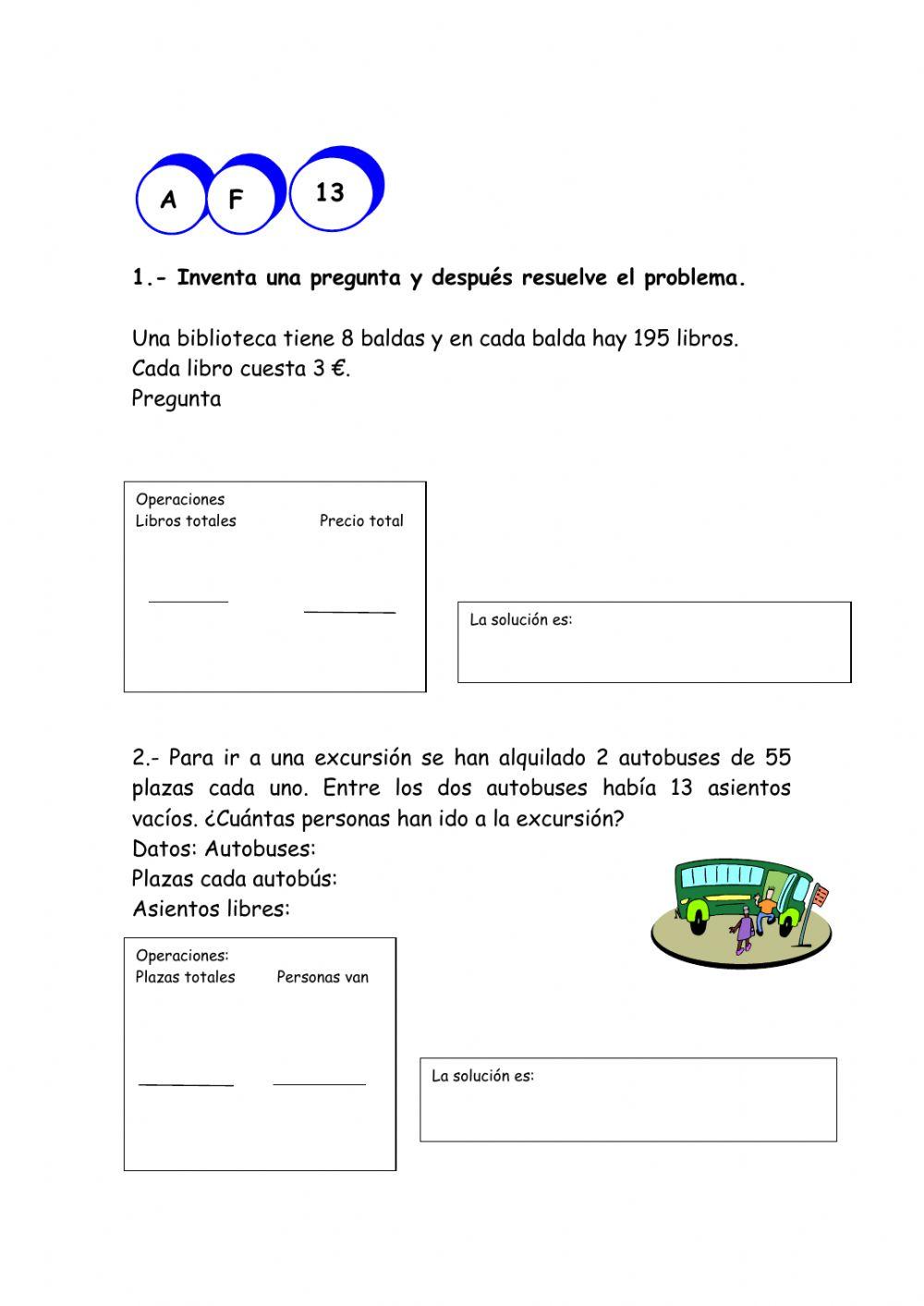 Problemas matemáticos de tercero