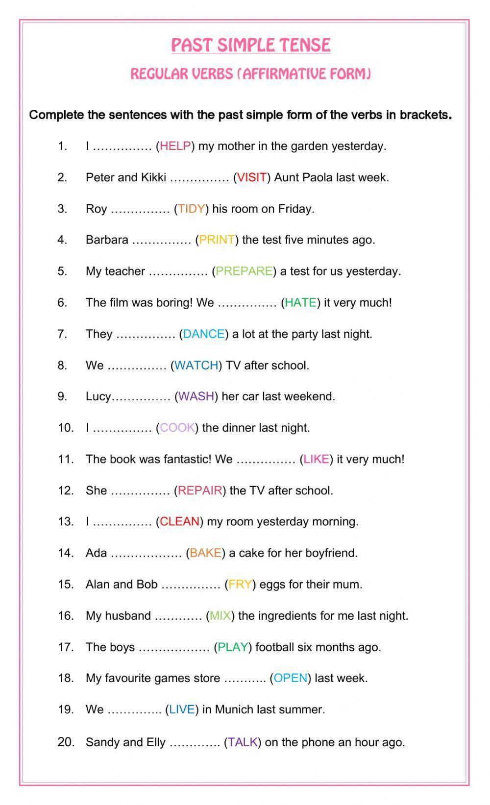 PAST SIMPLE TENSE - regular verbs (affirmative)