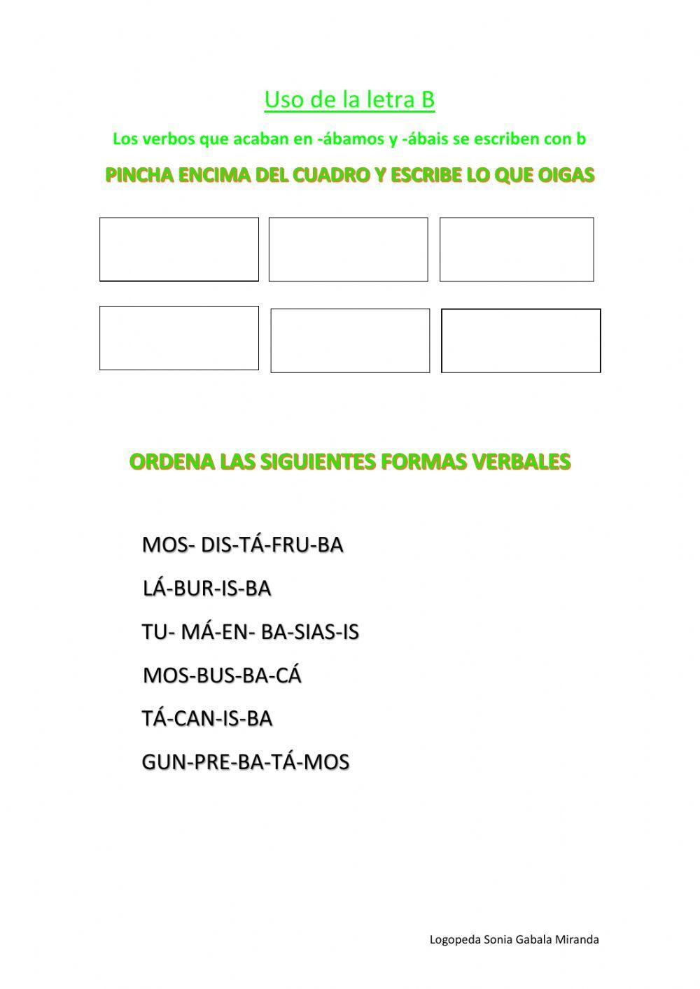 Verbos acabados en -ábamos, -ábais