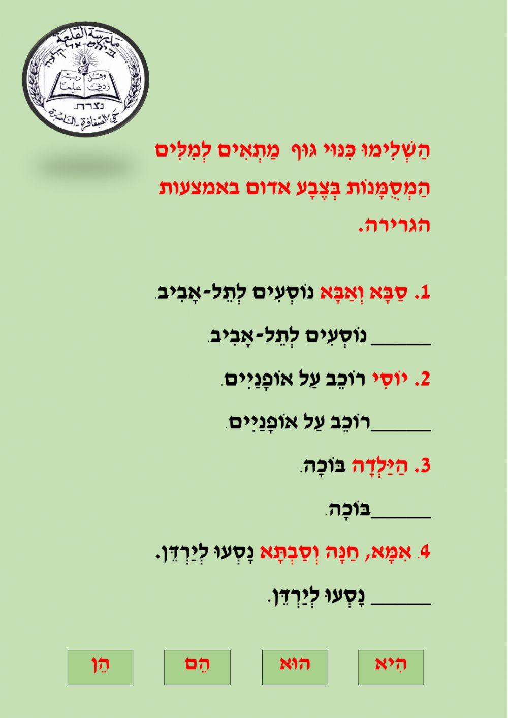 התאמת כינויי גוף לפעלים