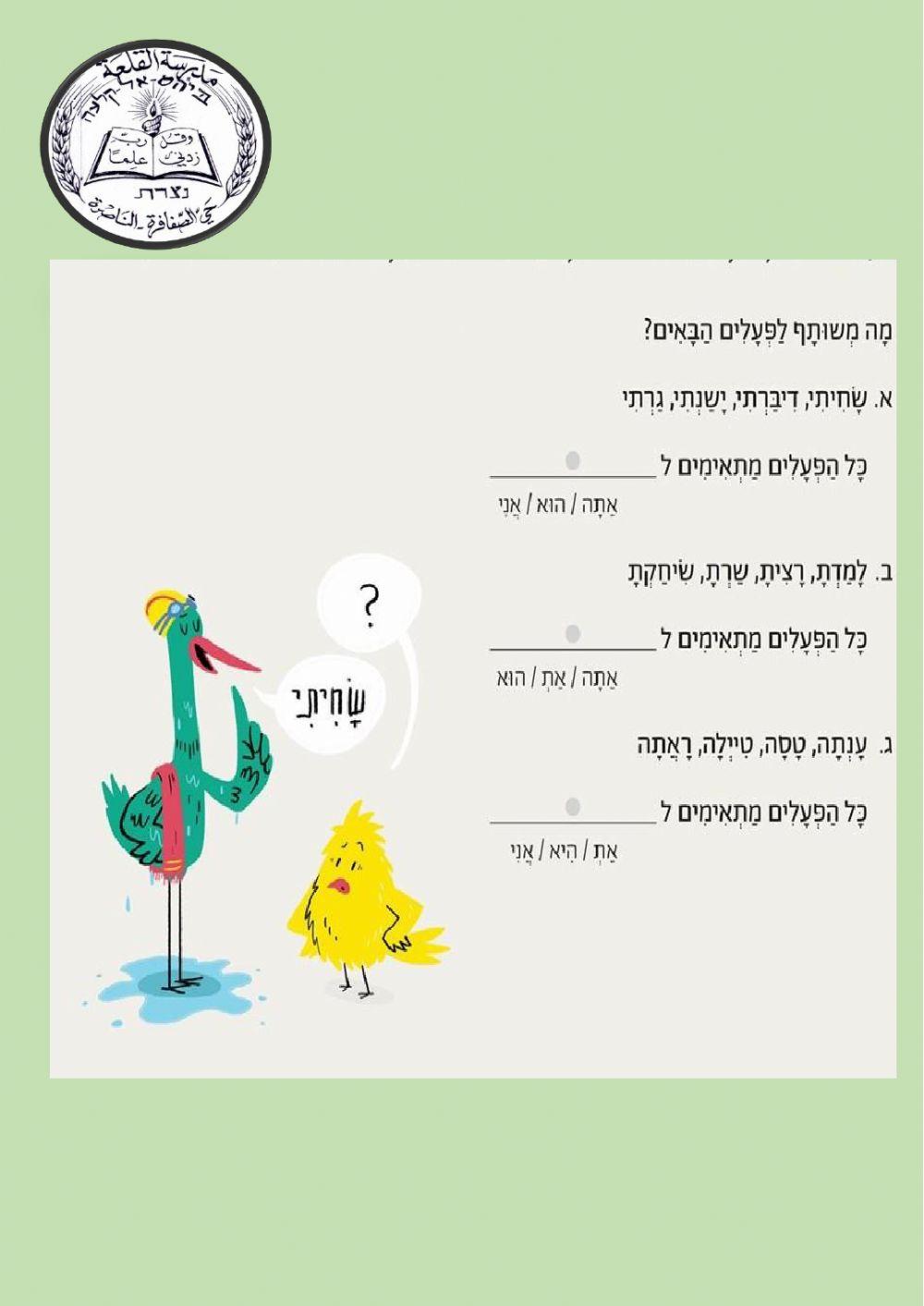 התאמת כינויי גוף לפעלים