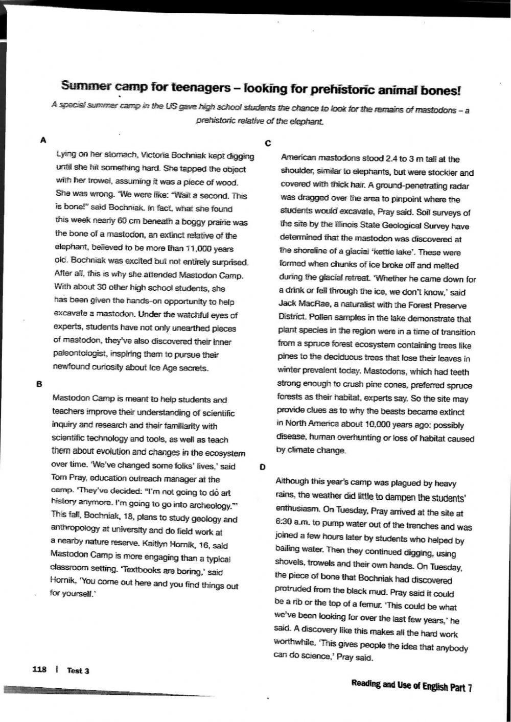 B2 First Reading Exam 