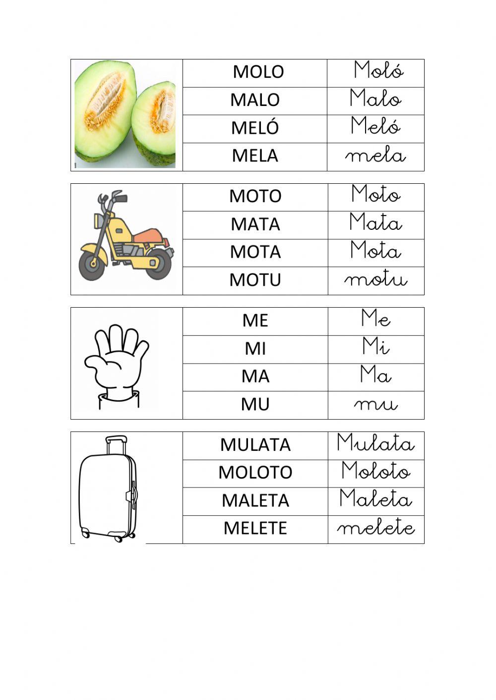 Paraules amb la lletra p i la lletra m