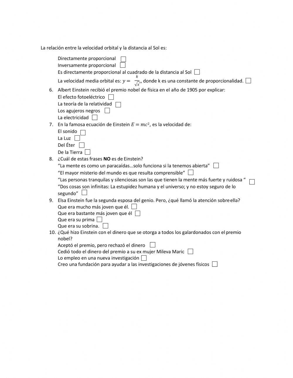 Prueba interactiva de matemáticas para grado 8°