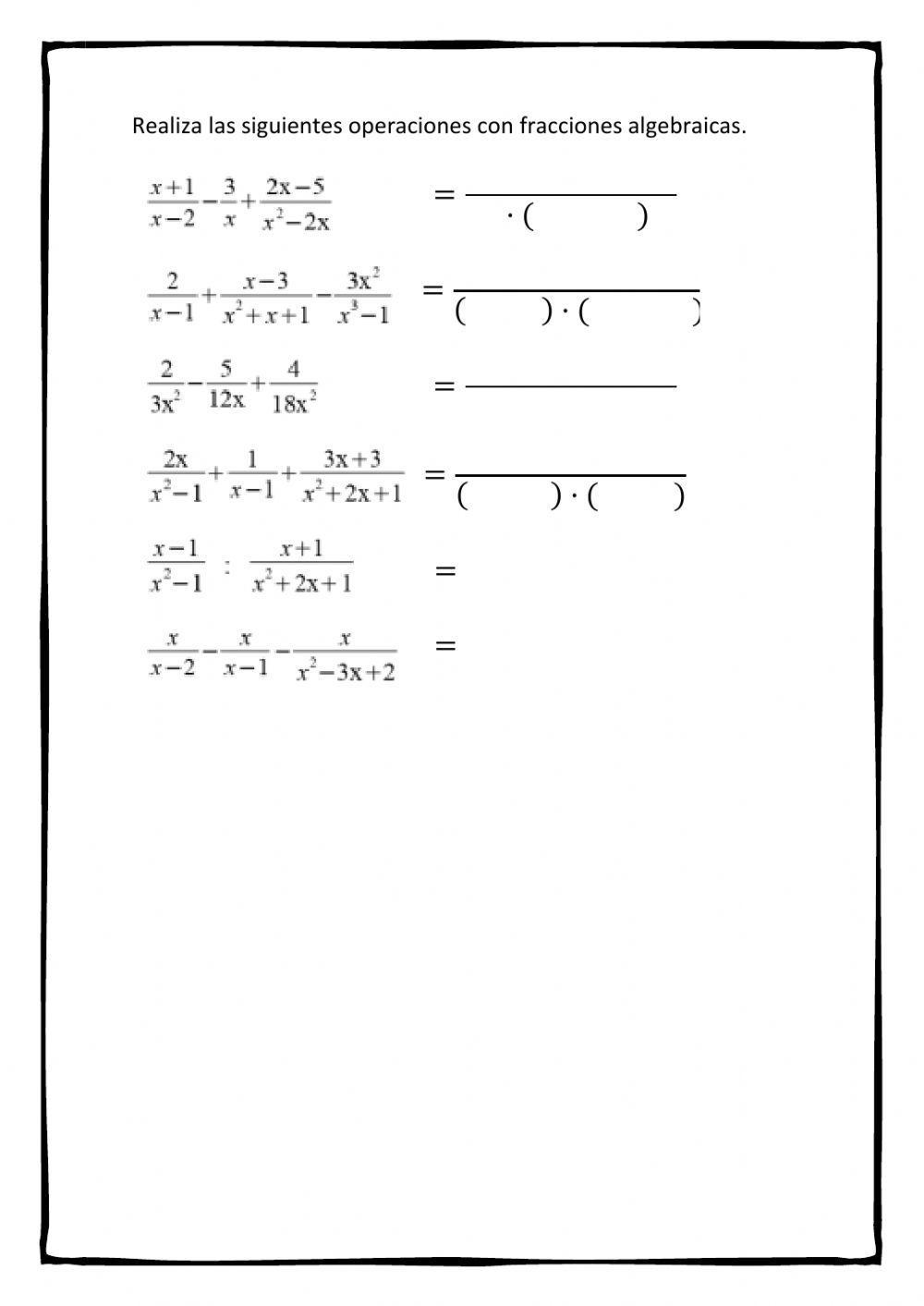 AMP-Operaciones con fracciones algebraicas