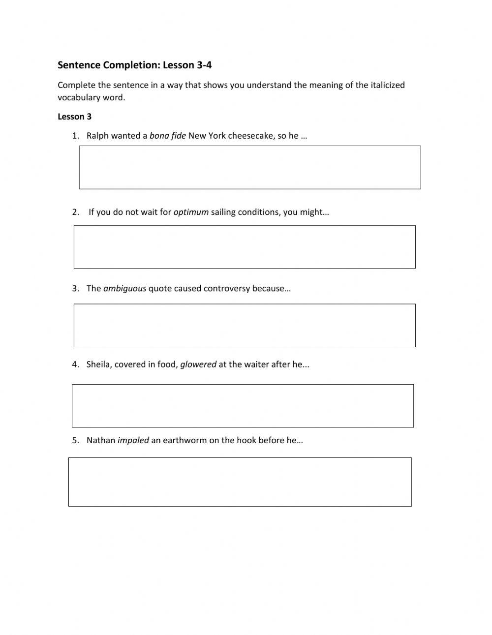 SAT Vocab 3-4 Sentence Completion