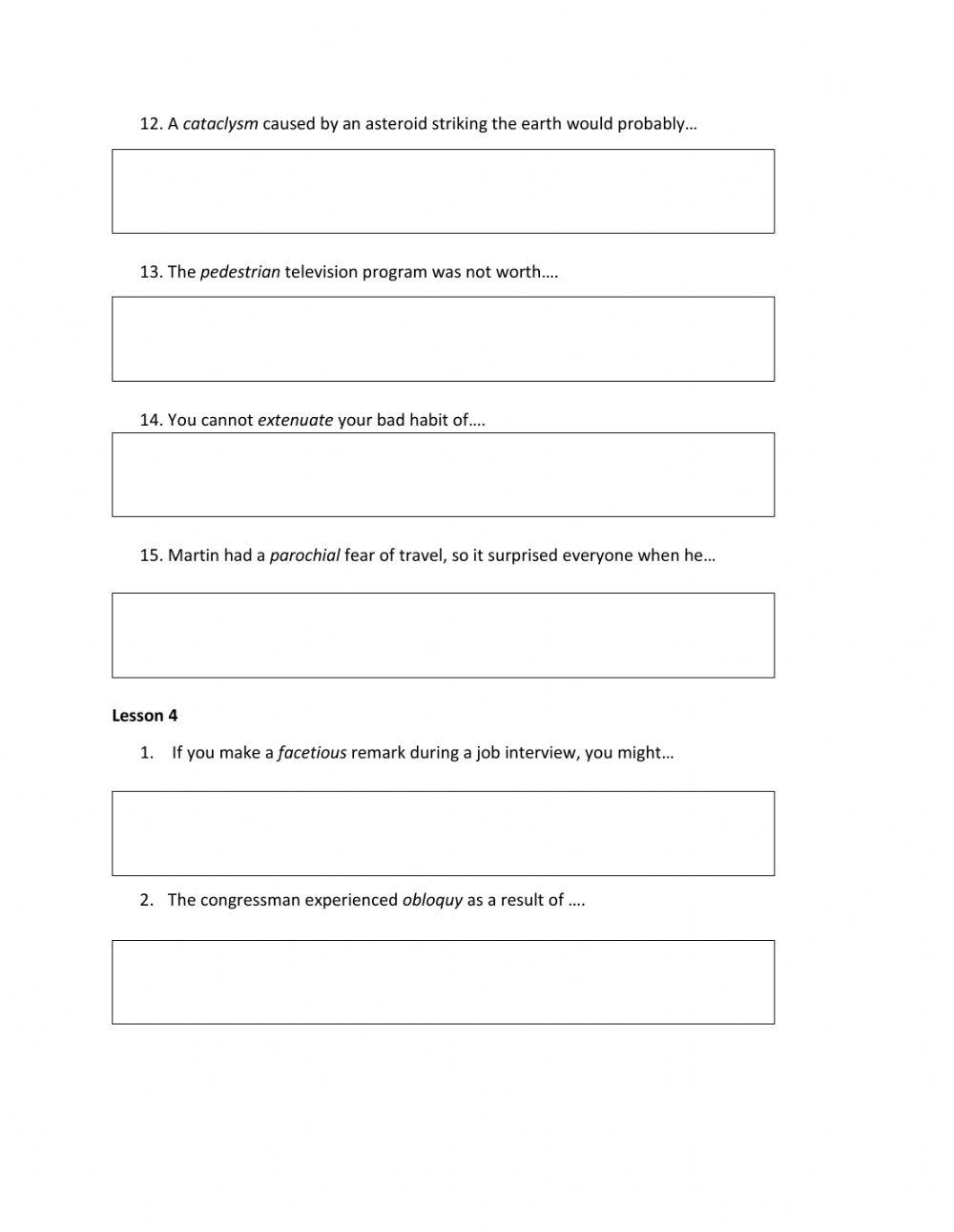 SAT Vocab 3-4 Sentence Completion