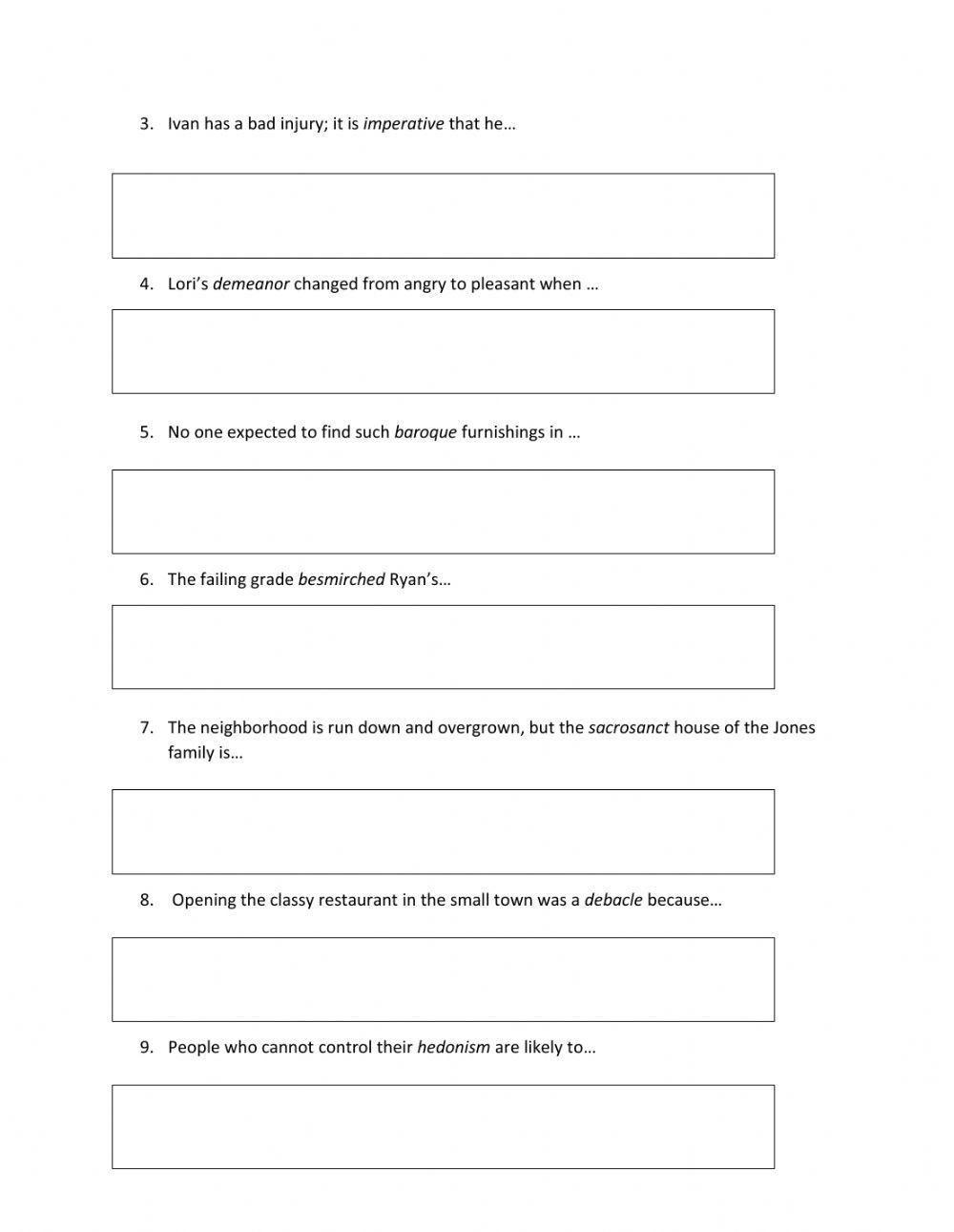 SAT Vocab 3-4 Sentence Completion
