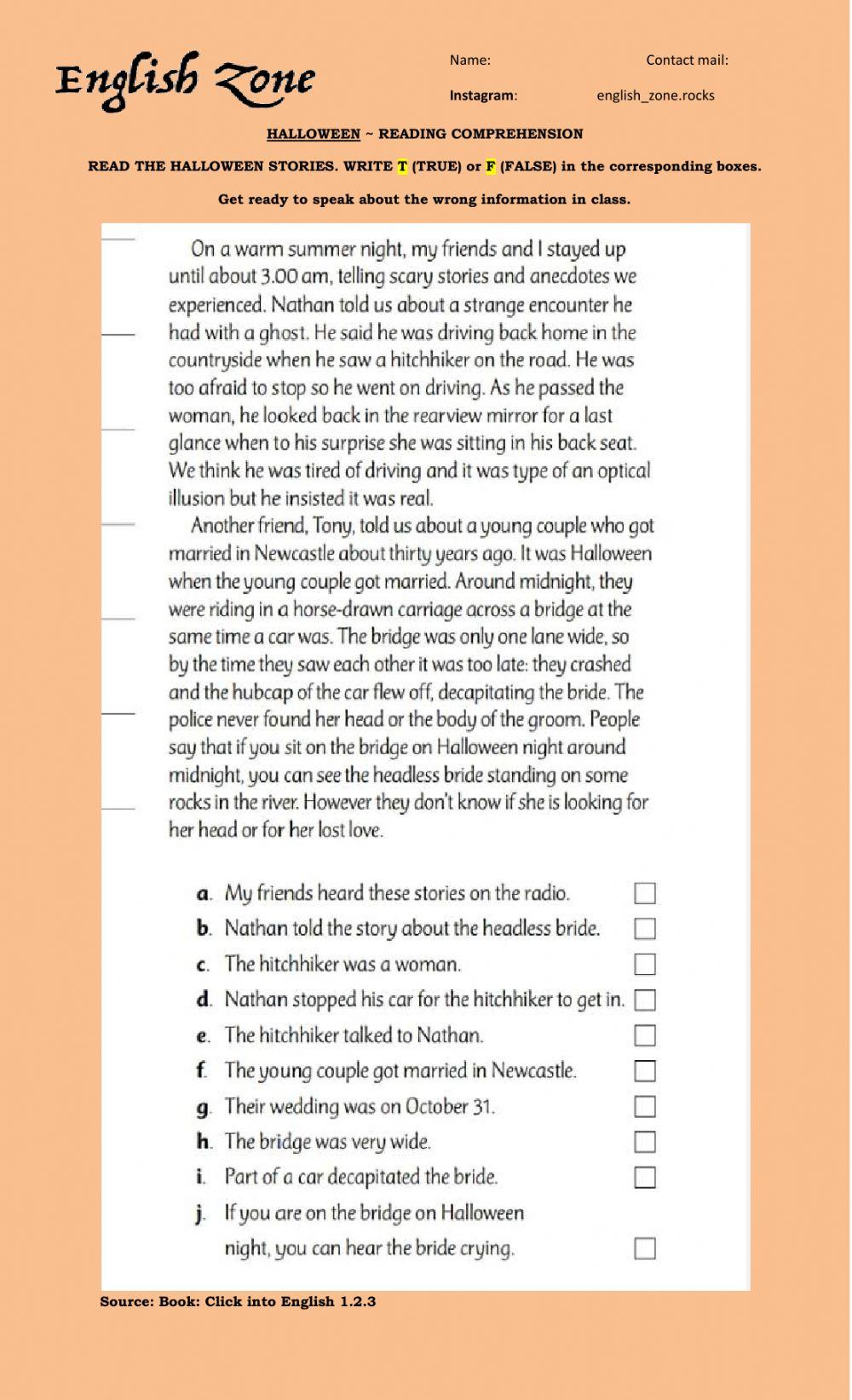 Halloween - reading comprehension