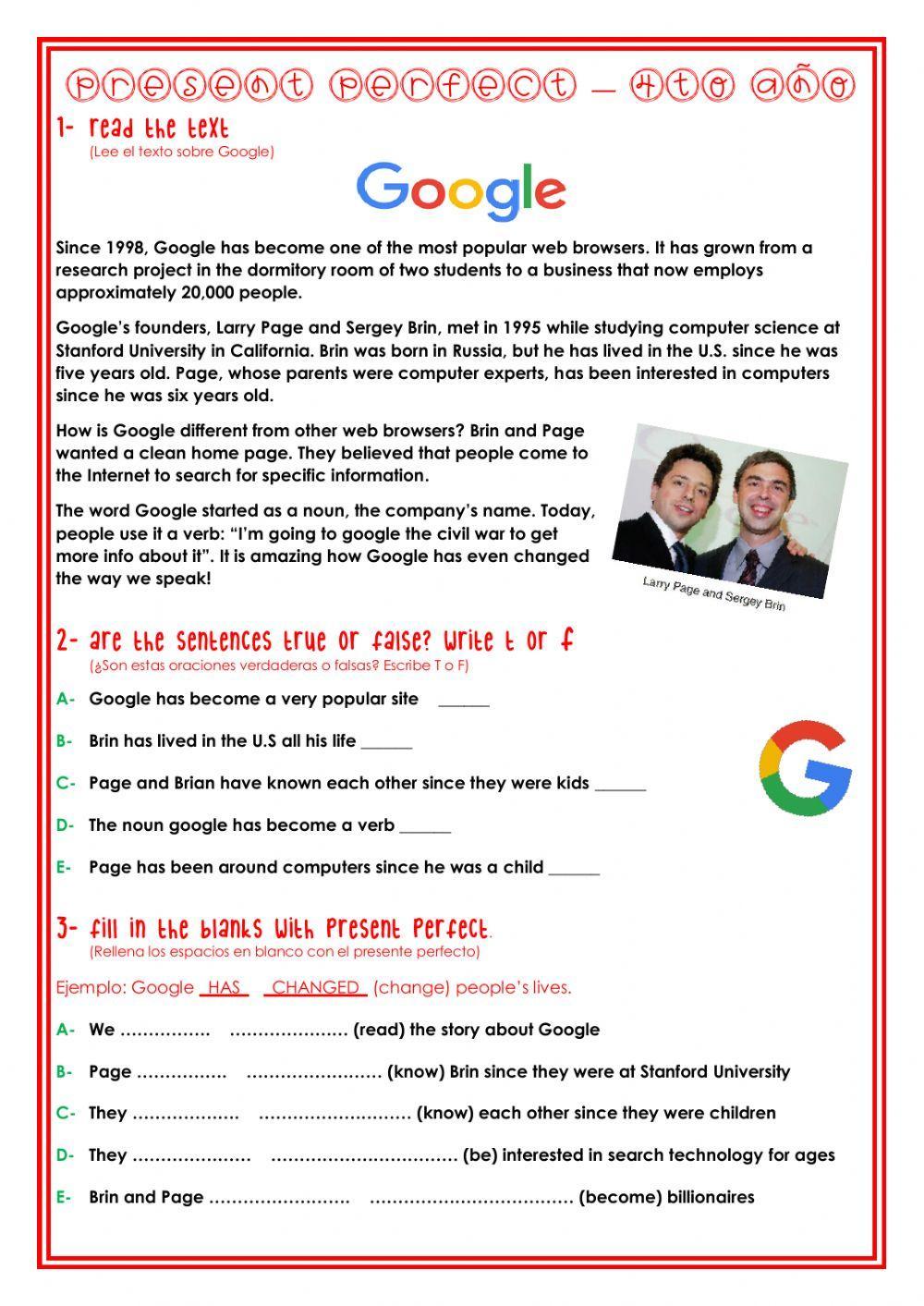 Google present perfect