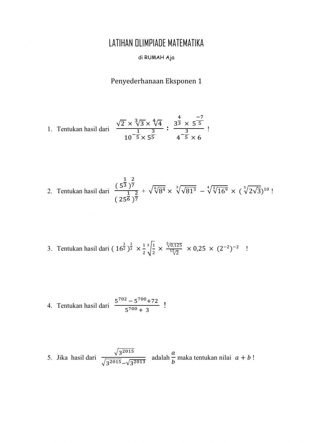 MATH CLUB penyederhanaan eksponen