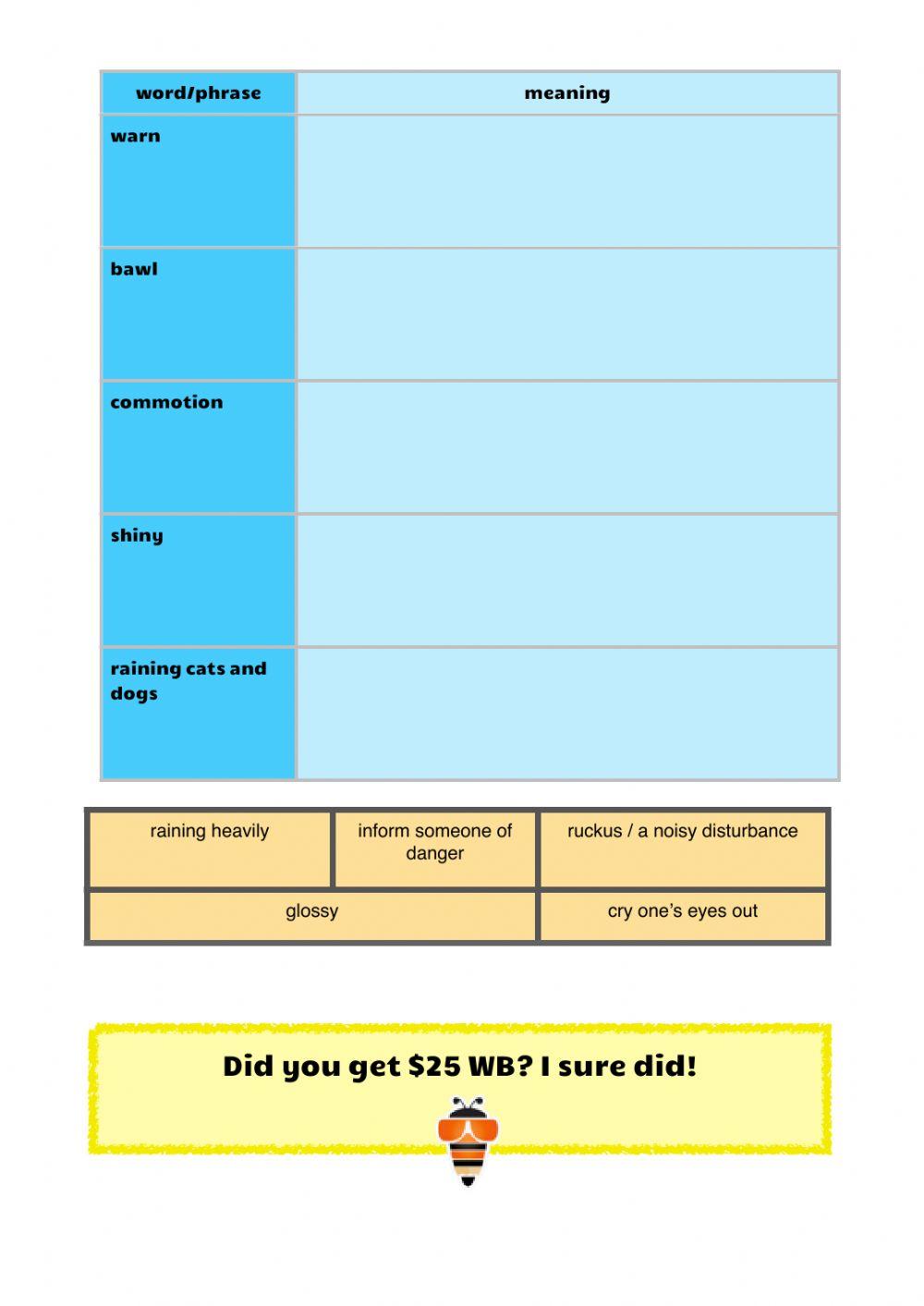 Vocabulary workbook p1 Part A