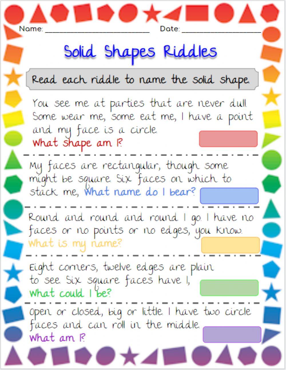 Solid Shapes Riddles