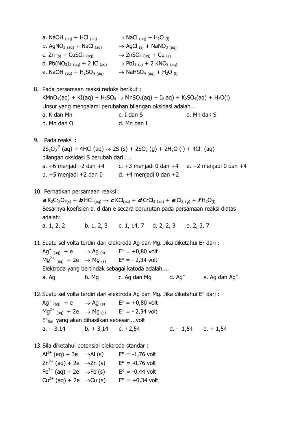 UH Reaksi Redoks dan Sel Volta