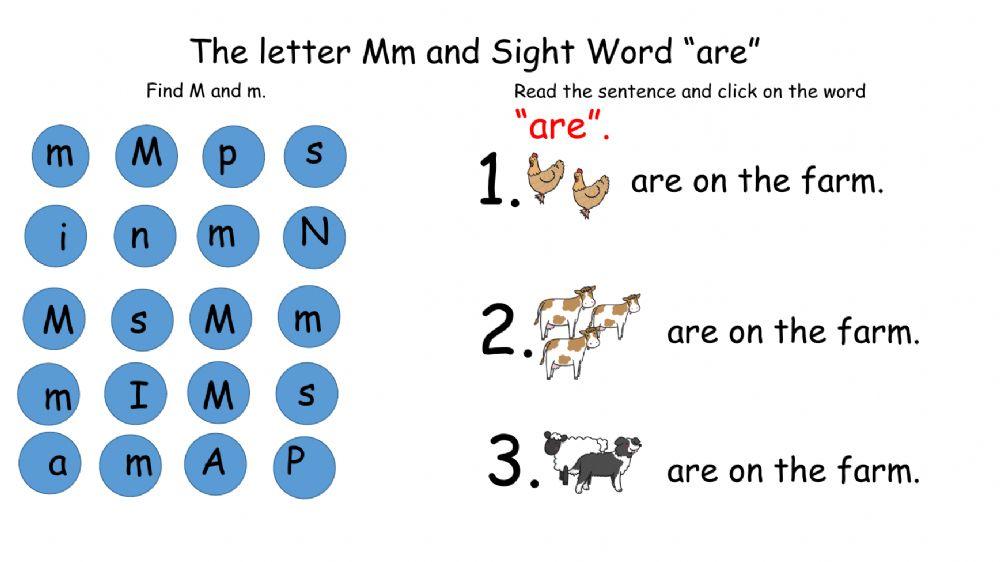 Letter Mm and Sight Word -are-
