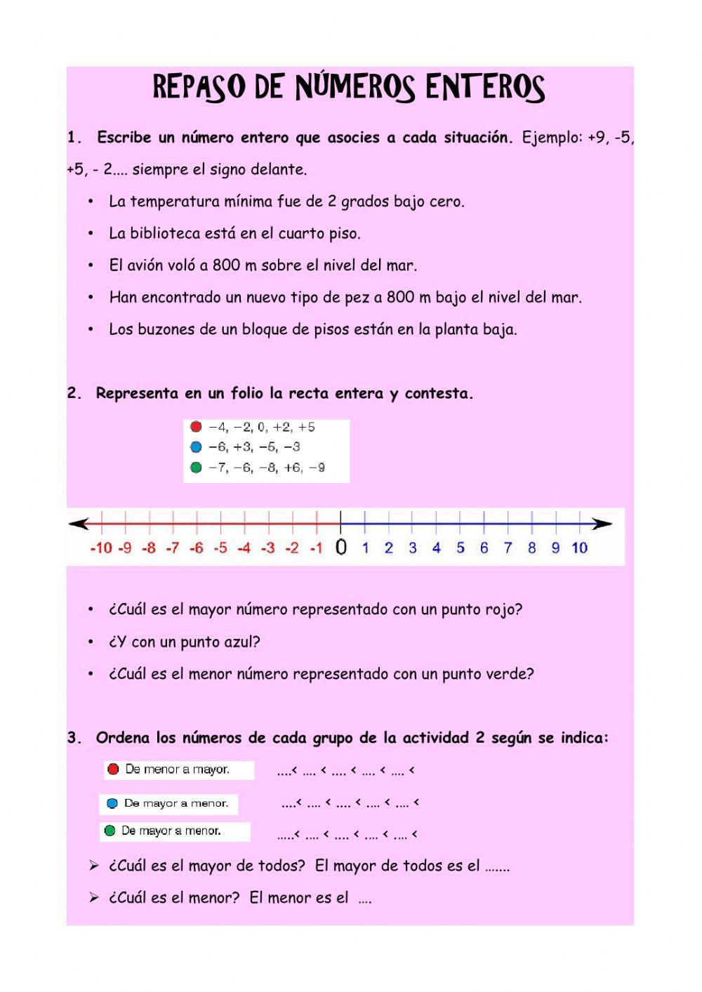 Repaso números enteros