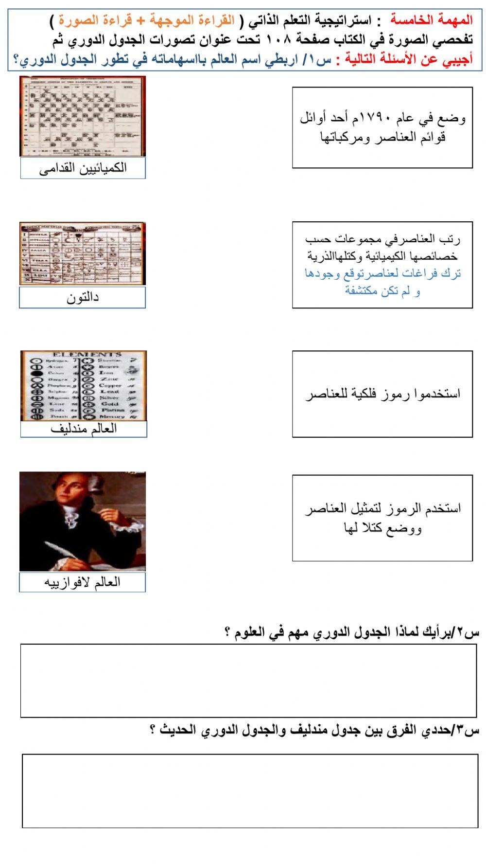 ورقة تفاعلية للجدول الدوري
