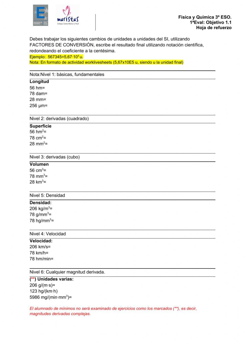 FQ Factores de conversión refuerzo