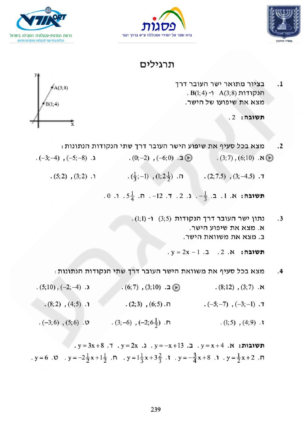 מתמטיקה- הקו הישר