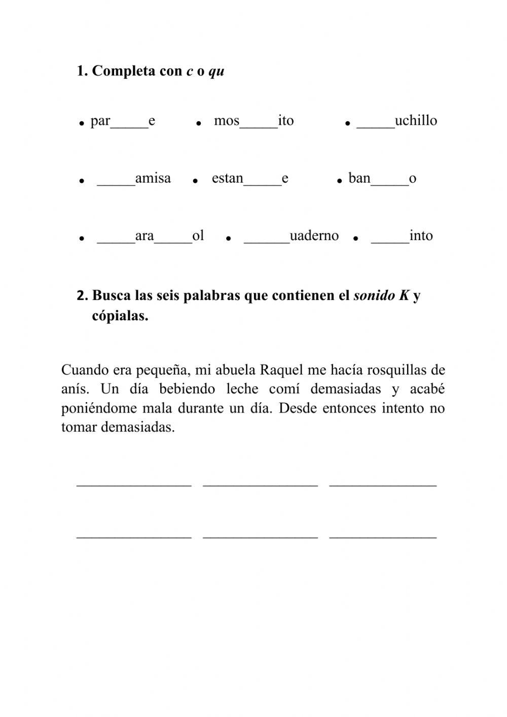Actividades sonido letra K