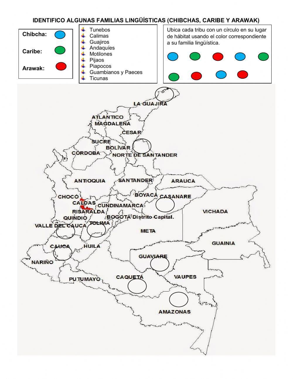 Identifico algunas familias lingüísticas (chibchas, caribe y arawak)