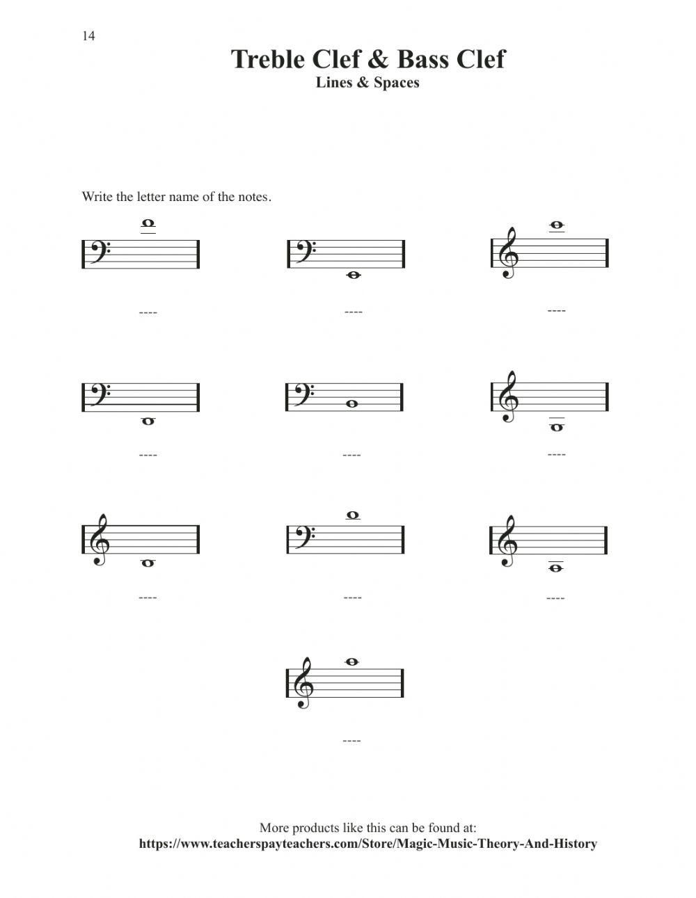 Treble Clef and Bass Clef Ledger Lines 2