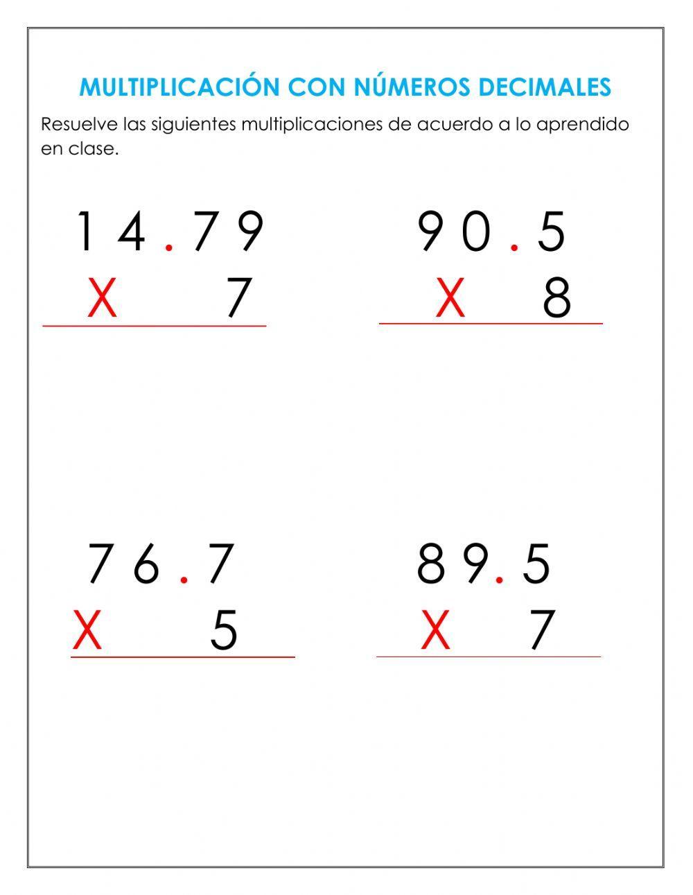 Multiplicación con decimales