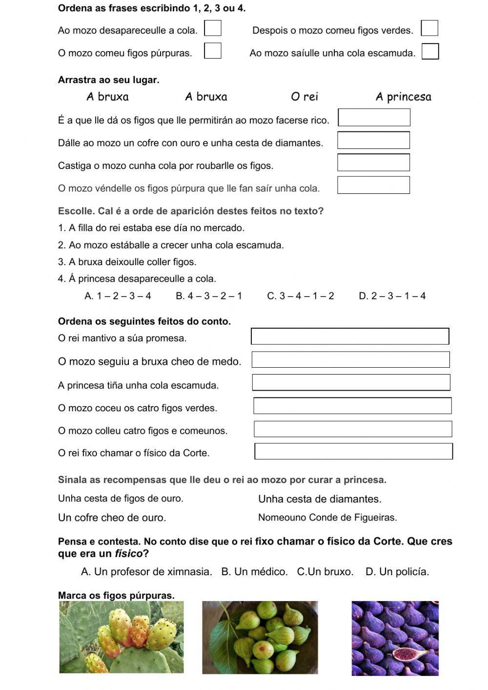 Comprensión escrita. Figos verdes, figos púrpuras