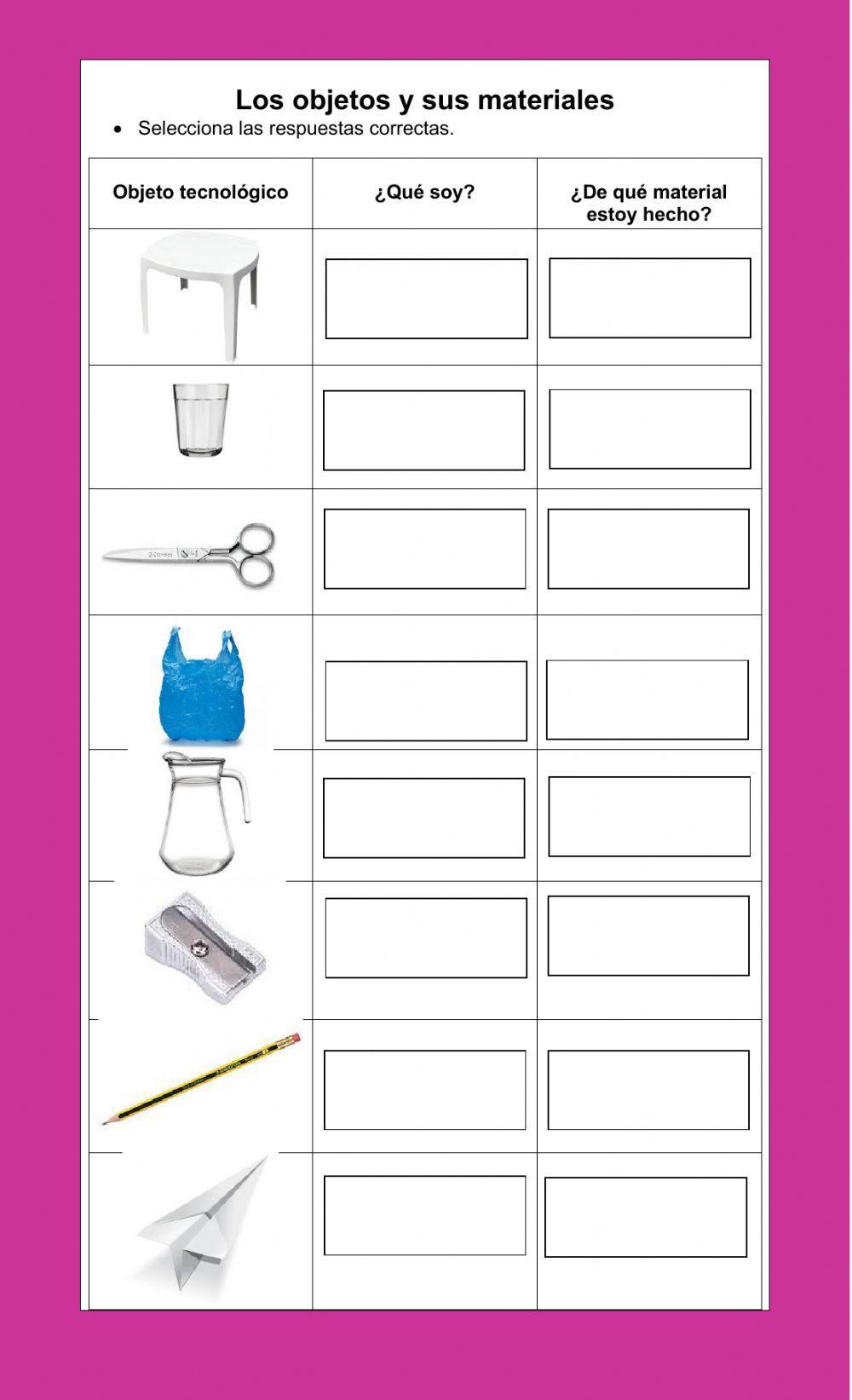 Objetos y materiales