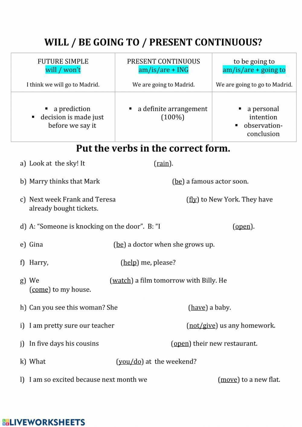 Expressing future worksheets. Задания на will и be going to present Continuous. To be going to will present Continuous Worksheets. Will going to present Continuous. Will be going to present Continuous.