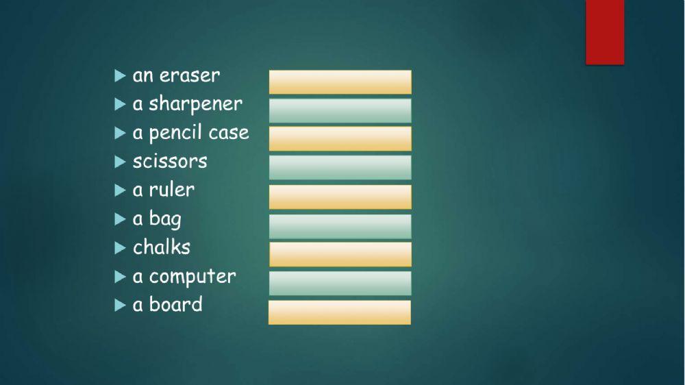 מצגת המשך לחפצים בכתה כולל תרגול