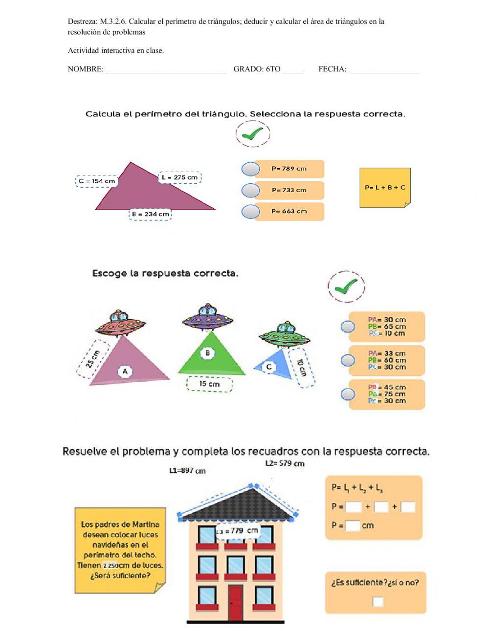 Perímetros de triángulos