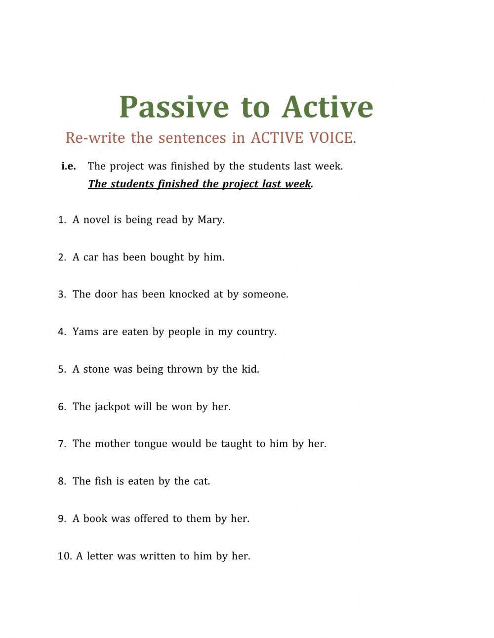 Passive Voice to Active Voice