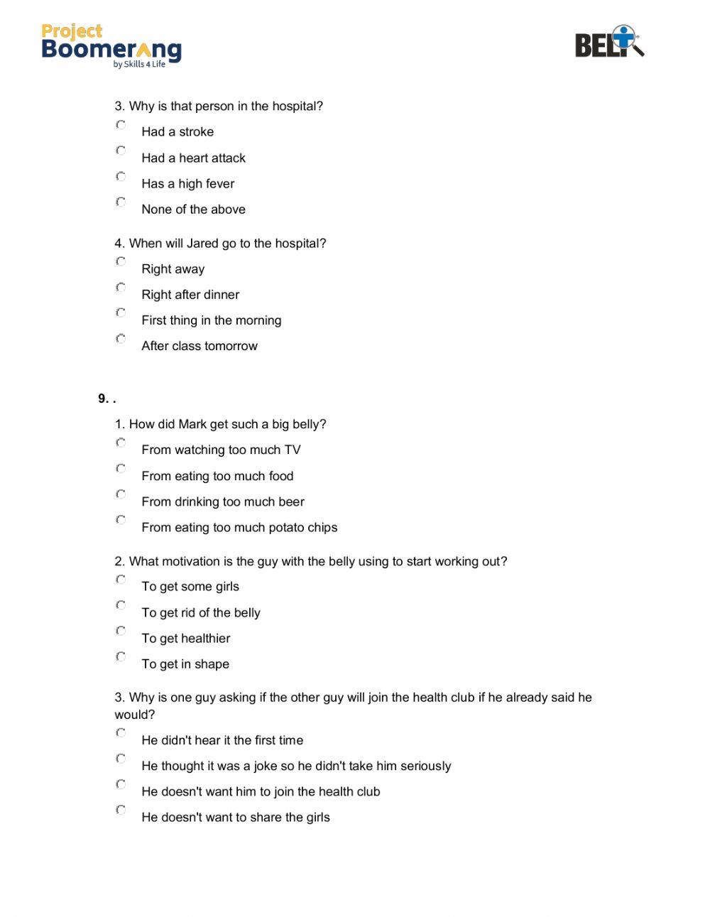 BELT Listening Comprehension Practice