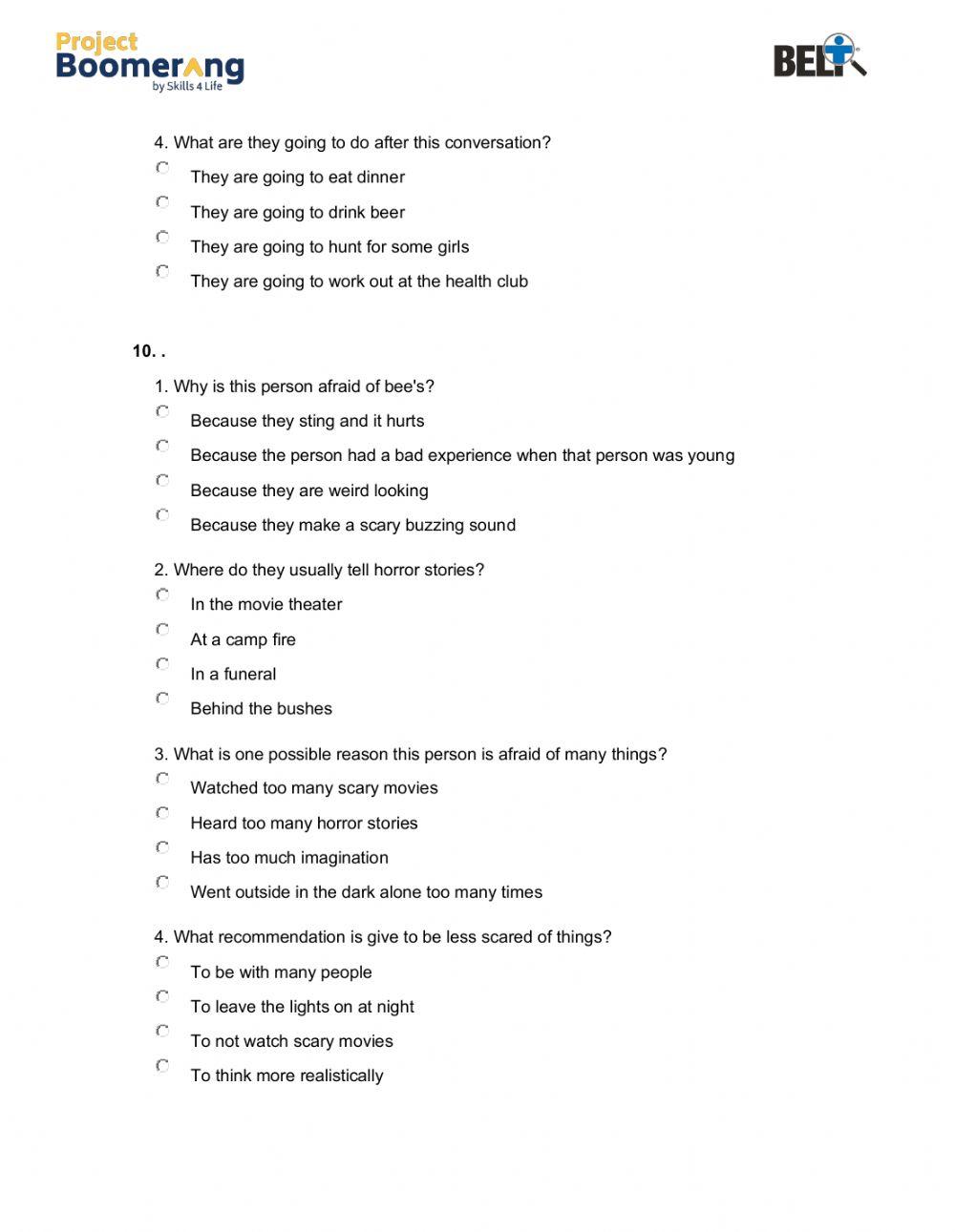 BELT Listening Comprehension Practice