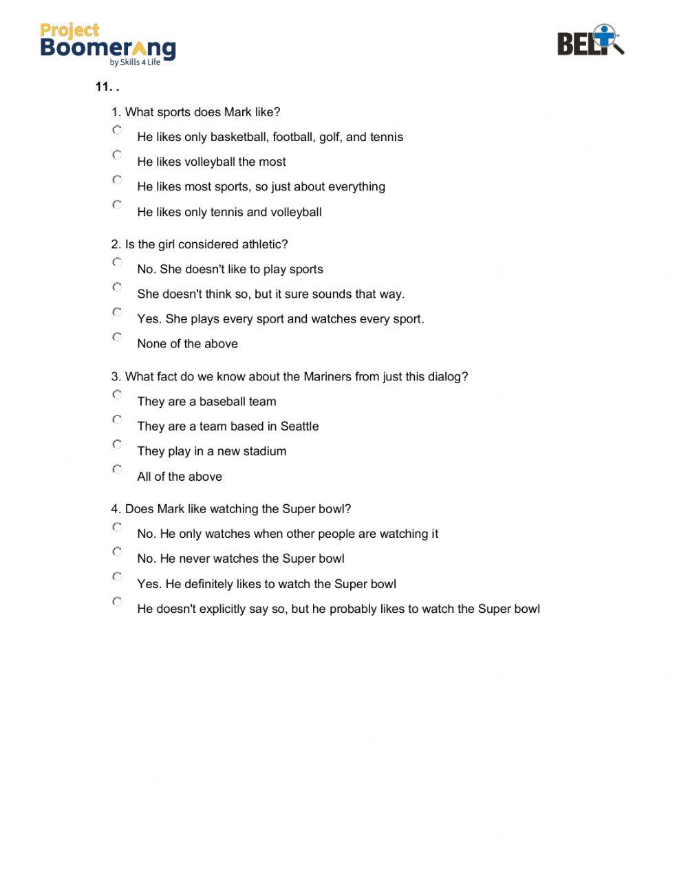 BELT Listening Comprehension Practice