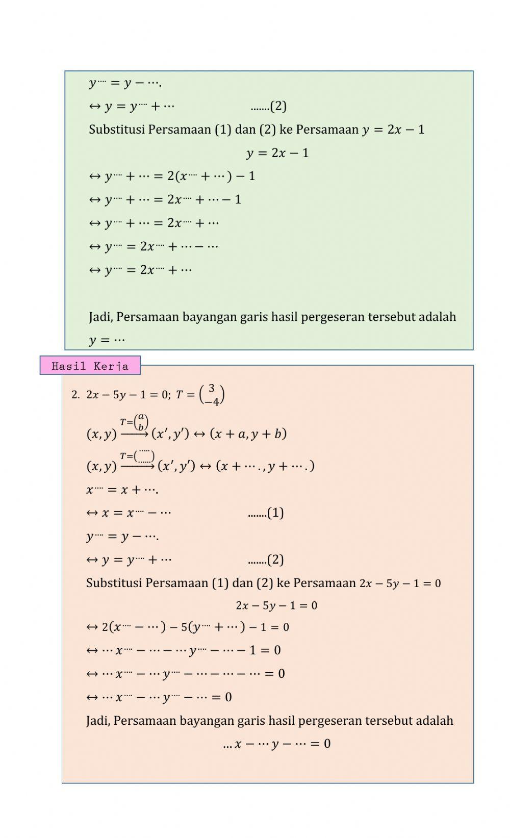 Hasil Tranlasi Terhadap Garis