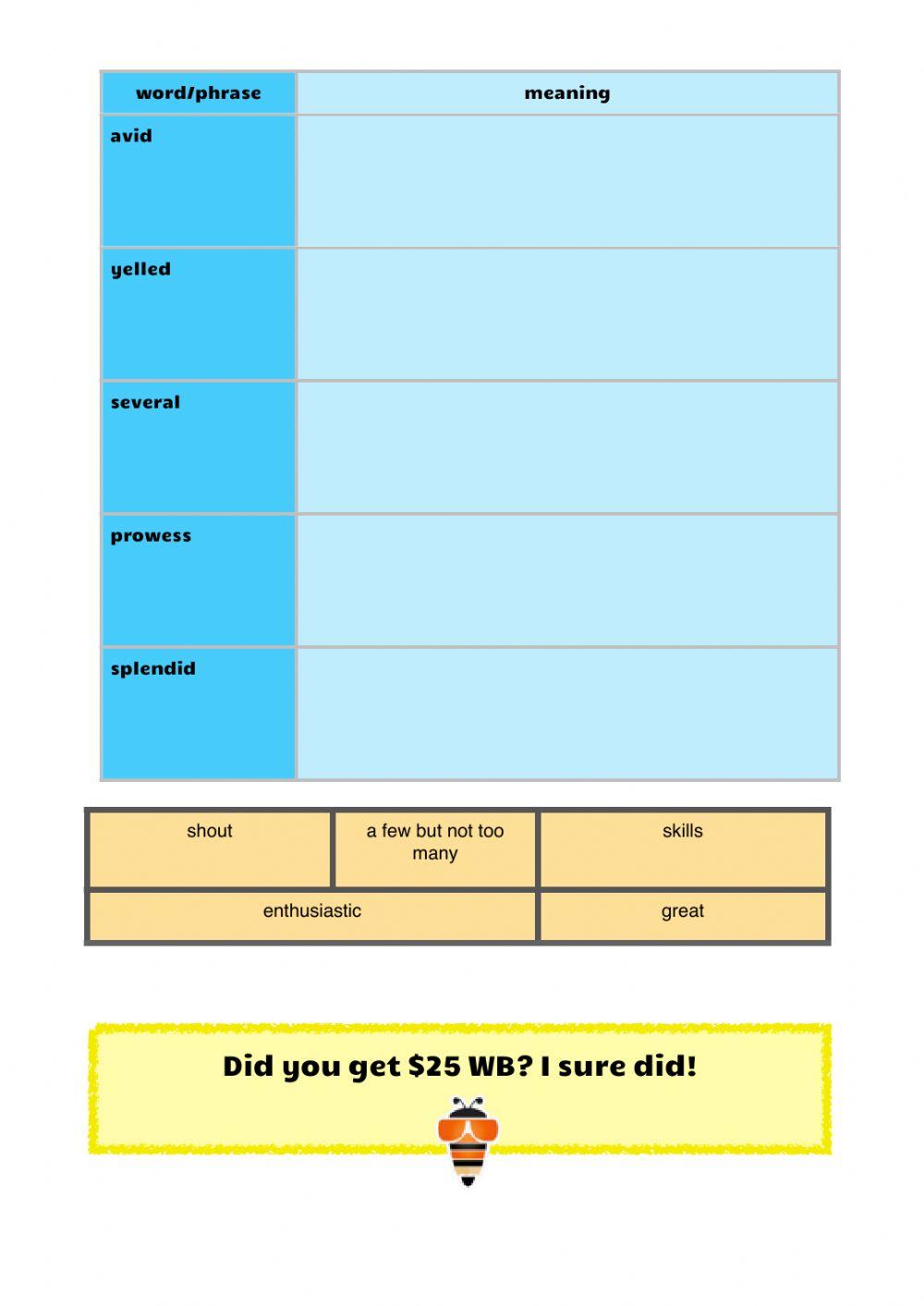 Vocabulary workbook p1 Part C
