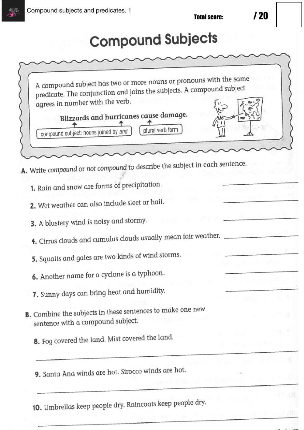 Compound subjects and predicates. 1 worksheet | Live Worksheets compound-subjects-and-predicates-1-worksheet-live-worksheets