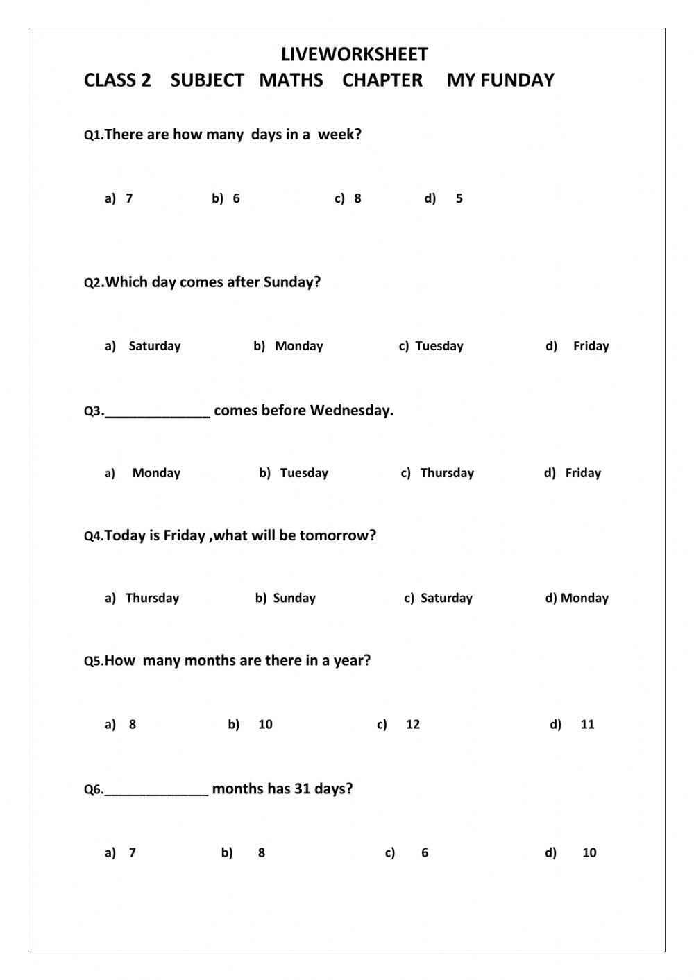 days-and-months-online-exercise-for-2-live-worksheets