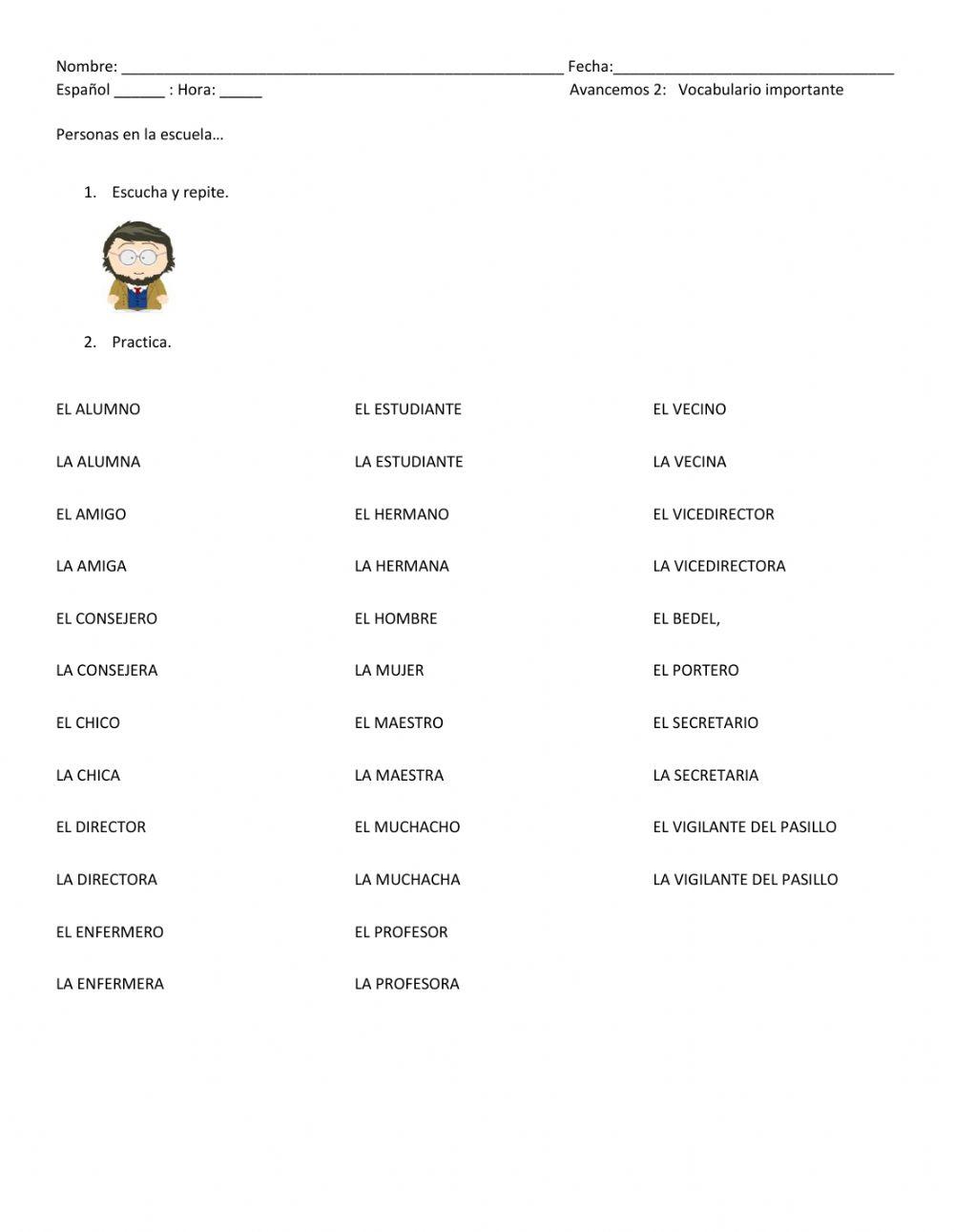 Personas en la escuela