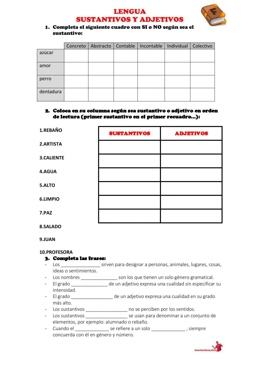 Sustantivos y adjetivos