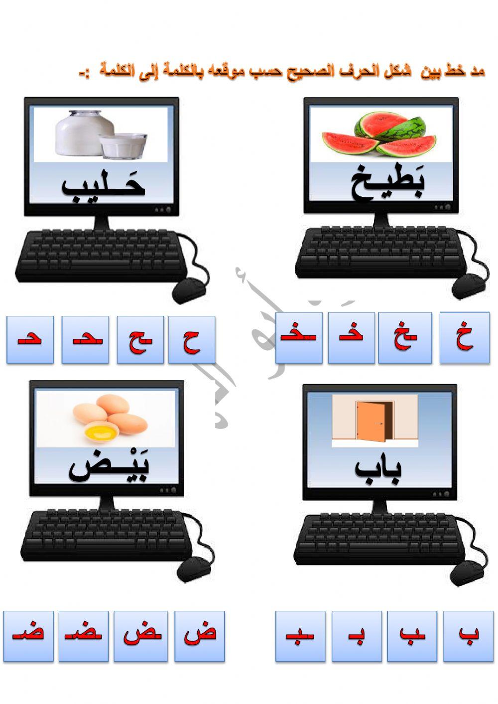 شكل الحرف حسب موقعه في الكلمة